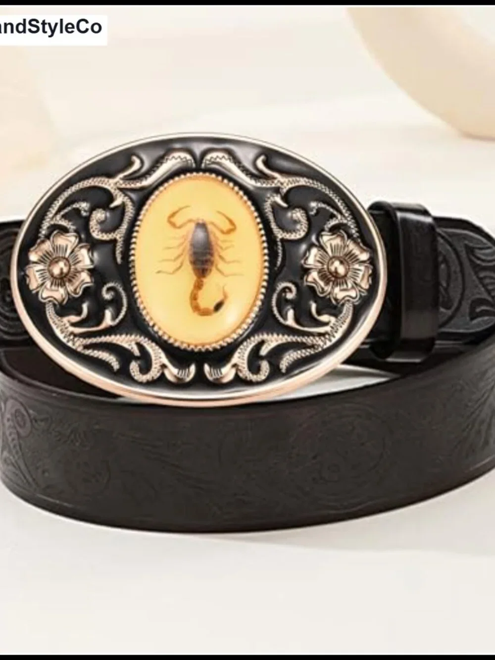 Zinc Alloy Scorpion Floral Western Belt Buckle for Women Men - Halloween